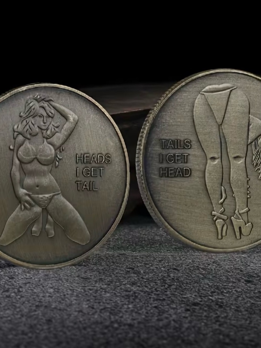 Bronze Flip Coin - Tails I Get Head. . Heads I Get Tail